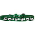 Mirage Pet Products Silver Spike & Clear Jewel Croc Dog CollarEmerald Green Size 16 720-17 EGC16